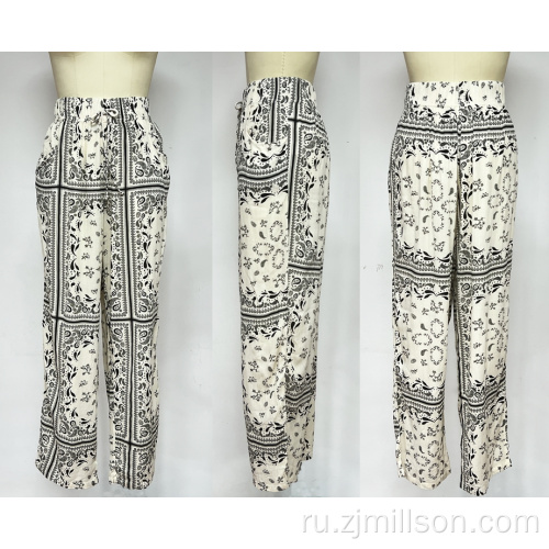 Печатные брюки с эластичным поясом